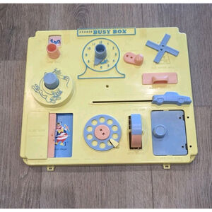 Konner Vintage BUSY BOX Crib Playpen Wall Toy USA 1960 W/Music Box